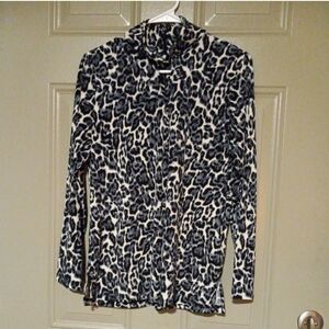 Susan Graver Printed Liquid Knit Top w/ Keyhole Hole  A372448 Size S